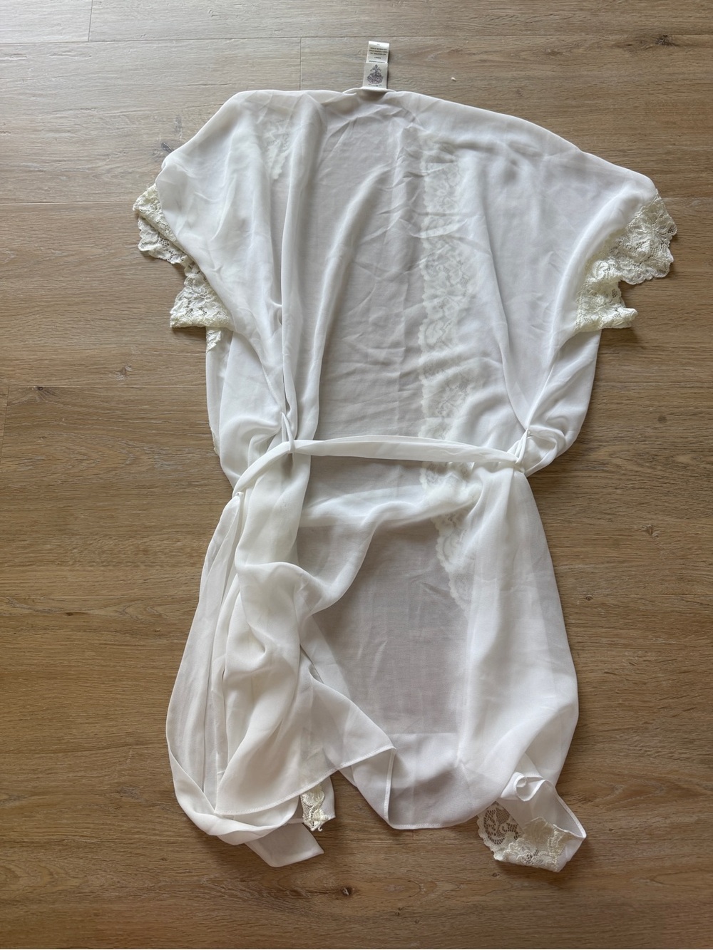 In Bloom Sheer Ivory Lace-Trim Robe M - Picture 5 of 5
